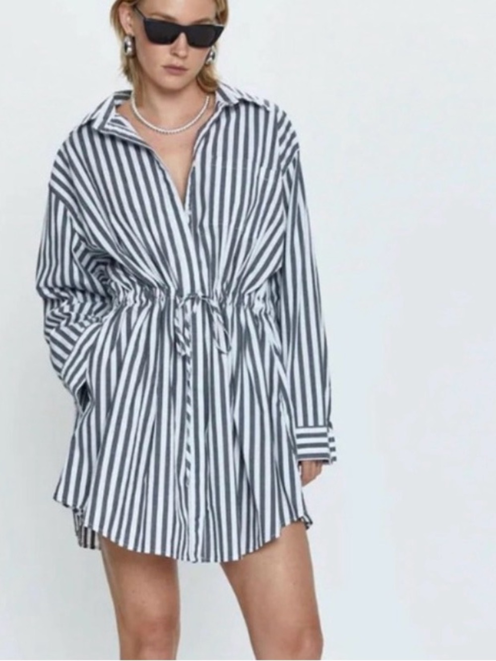 Pistola Layla Dress Alani Stripe Cotton Black White Size XL